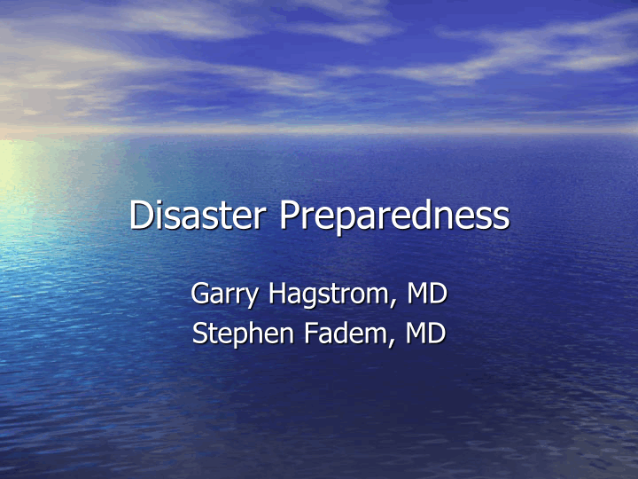 Disaster Preparedness — Hagstrom preview